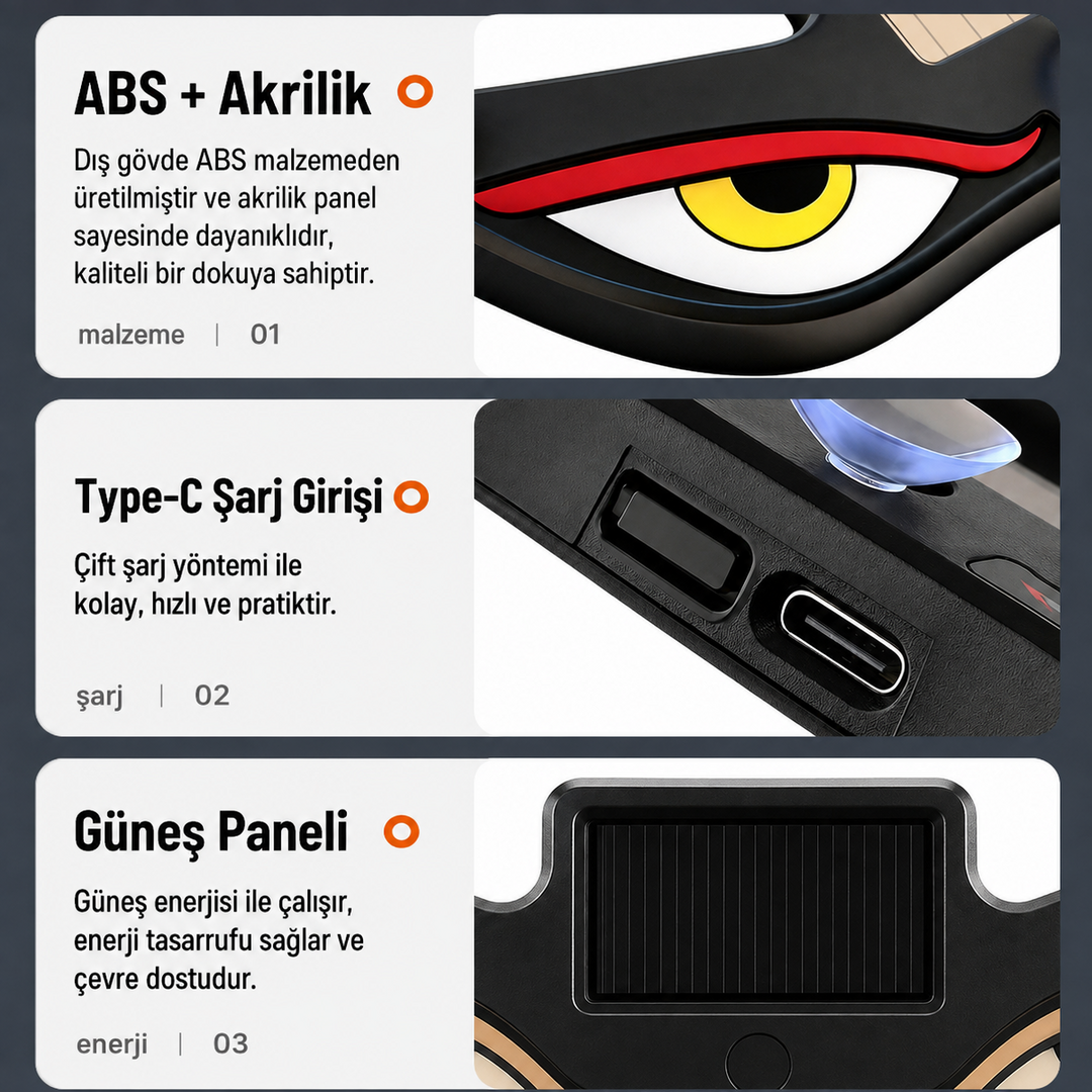 Autron™ Güneş Enerjili Şeytan Gözü LED Araba Cam Lambası
