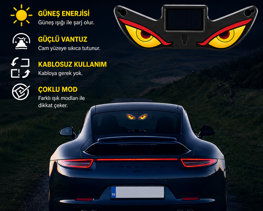 Autron™ Güneş Enerjili Şeytan Gözü LED Araba Cam Lambası